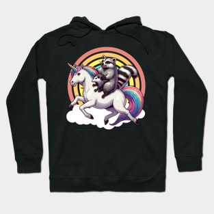 Raccoon and Possum Riding a Unicorn Hoodie